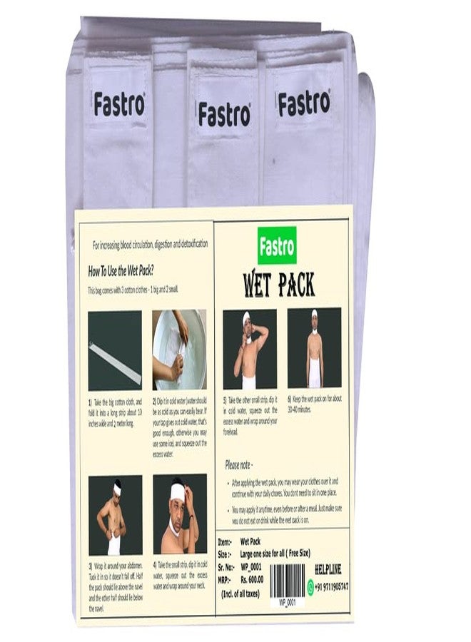 Fastro Wet Pack Cotton Patti Satvik Movement For Home Use Detox by Naturopathy Additional Carry Bag With Instruction Pack of 2 - Image 5